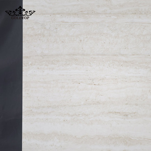 Goldtop 7019, Travertino Romano PD, Piedra Artificial Blanca, Cuarzo Impreso, Diseño Moderno de Lujo, Gran Losa Pulida, Encimera para Hotel - Product Image 2