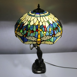 LongHuiJing 16-inches Dragonfly Tiffany Style Stained Glass Table Lamp 28.35-inch in Height - Product Image 4