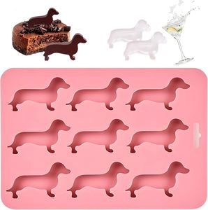 Flexible Heat-Resistant 9-Cavity Silicone Ice Tray Food Grade Dog Shaped Easy Demoulding Super Soft Dachshund for Ice Making - Product Image 1
