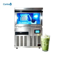 Machine à glaçons cubiques commerciale en acier inoxydable durable, avec lumière auxiliaire bactériostatique bleue, pour café et bar à cocktails