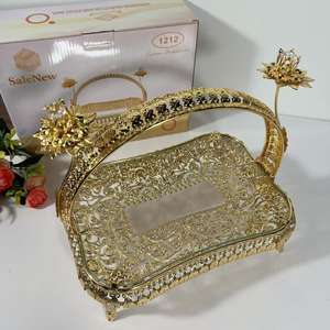 <span class=keywords><strong>Assiette</strong></span> de fruits européenne en vente directe du fabricant, vaisselle d'Asie centrale, <span class=keywords><strong>assiette</strong></span> de fruits de luxe en métal léger de 26x18cm pour usage domestique - Product Image 3