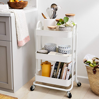 Chariot de rangement mobile en métal à 3 niveaux grande capacité sur roulettes, facile à assembler, pour cuisine