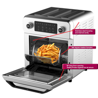 Friteuse à air électrique moderne carrée en acier inoxydable avec deux boutons et écran numérique, capacité de 14,5 L, contrôlée par application pour usage domestique