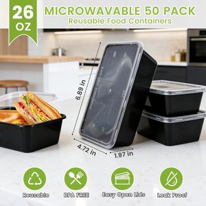 <b>Large</b>-sized Thickened Rectangular Disposable Lunch <b>Box</b> Transparent White Black Food Container Food-Grade <b>Plastic</b> Rectangular <b>Box</b> - Product Image 4