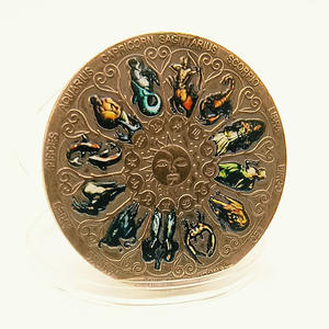 Pièces commémoratives du zodiaque en gros du fabricant, pièces Patronus de la Dame Chance à impression couleur, plaqué or - Product Image 3