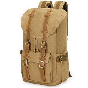Sac à <span class=keywords><strong>dos</strong></span> vintage en toile haute capacité, randonnée, voyage, sac à <span class=keywords><strong>dos</strong></span> pour ordinateur portable 15,6 pouces, pour hommes et femmes, sac à <span class=keywords><strong>dos</strong></span> décontracté, sac à <span class=keywords><strong>dos</strong></span> - Product Image 1