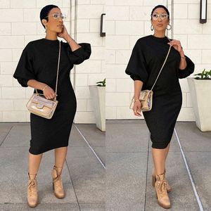 Nuovo Abito Maglione Invernale in Cotone per Donna, Stile con Maniche a Lanterna a Cinque Punti, <span class=keywords><strong>Vestito</strong></span> Lungo e Ampio - Product Image 2