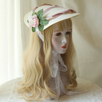 Sombrero de Pelo Sintético Estilo Lolita con Flores, Elegante para Uso Diario, Bonete para el Sol, Hilo de Cáñamo Simulado, Accesorios para el Cabello de Mujer, Ideal para Cosplay