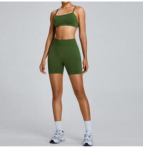 Wholesale Thin Strap Sports Bra Adjustable Crisscross <b>Back</b> Padded Backless Yoga Crop <b>Top</b> <b>Low</b> Impact Pilates Fitness Activewear - Product Image 4