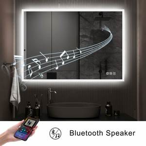Modern Rectangle 4mm Copper Free Silver <b>Mirror</b> Dimming Bluetooth Speaker Anti-Fog LED Bath Furniture Custom Hotel Home Decor - Product Image 3