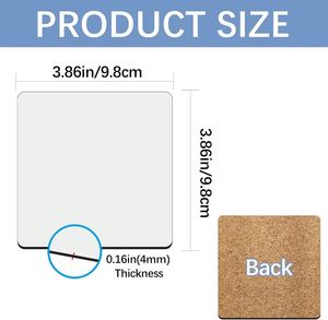 Custom Sublimation Square <b>Coaster</b> Blanks Bulk with <b>Cork</b> Back MDF Heat Transfer Wood <b>Cork</b> <b>Coasters</b> Product Blank Iteam - Product Image 2