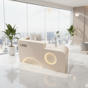 Escritorio de recepción de salón de belleza de estilo de lujo de diseño moderno Color Rosa Color dorado Escritorio de recepción de tienda de ropa de peluquero opcional - Product Image 5