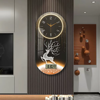 Jam Dinding Kalender Senyap Kreatif Baru Ruang Tamu Ruang Makan Restoran Dekorasi Hewan Lukisan Kristal Porselen