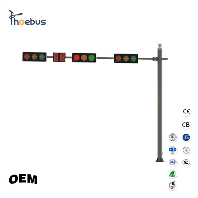Phoebus LED Traffic Signal Light Pole with Arrow Countdown Timer Four Aspects Traffic