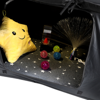 Kinder-Sensorik-Zelt Spielzeug-Set mit Elastischen Massagebällen, Lavalampen und Leuchtender Bodenmatte mit Farbigen Glasfaser-Lichtern und Edelsteinen
