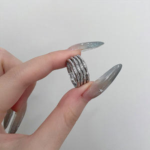 S925 Sterling <b>Silver</b> Geometric <b>Ring</b> Unisex <b>Plain</b> Wave Design Fashion Jewelry Gift - Product Image 3