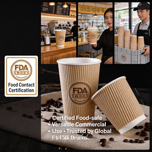 Custom Printed Corrugated Insulated Disposable Coffee <strong>Paper</strong> <strong>Cups</strong> with Lids for Commercial Hot Drinks Takeaway - Product Image 6