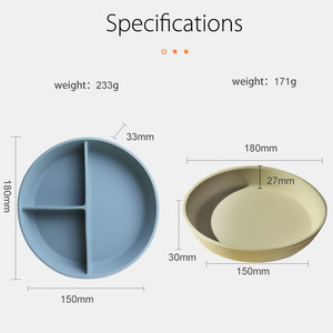 Ensemble de vaisselle en silicone avec ventouse et logo personnalisé, style minimaliste, couleur personnalisable, <span class=keywords><strong>assiette</strong></span> d'alimentation anti-fuite, vaisselle pour bébé - Product Image 4
