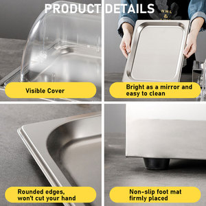 WINNERS Display Tray for <strong>Food</strong> Sea <strong>Food</strong> <strong>Server</strong> for Buffet Hotel Stainless Steel Tray with Cover - Product Image 2