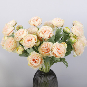 Flor Artificial de Loto de Tres Cabezas con Mil Caracteres, 49.5 cm de Alto, Simulación Realista, Decoración para Bodas - Product Image 1