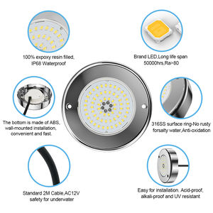 Fuente de agua salada Par56 LED de acero inoxidable 316L Mini Multicolor de buena calidad, luces subacuáticas para piscinas - Product Image 2