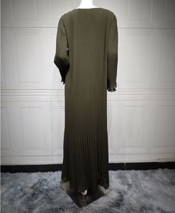 <span class=keywords><strong>M</strong></span>-87迪拜伊斯兰谦虚连衣裙薄纱纯色伊斯兰克莱登皱褶穆斯林长裙女性 - Product Image 6