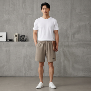 Custom Men's Casual Shorts Canvas Fabric Elastic Waist Anti-static Easy Streetwear Style Pockets Private Label Brand Apparel - Product Image 5