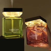 Diffuseur d'arômes carré en verre avec lumière LED chaude, humidificateur à brume fine pour huiles essentielles, machine à parfum de table pour la décoration intérieure