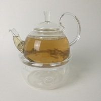 Théière en verre borosilicaté de luxe 600ml-800ml avec infuseur conception mignonne petite théière/café feuilles mobiles floraison en gros