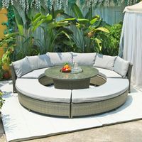 Ensemble de meubles de jardin en rotin tressé moderne pour l'extérieur, salon de jardin, canapé, coussin, table basse pour hôtels et parcs