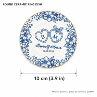 Plateau à bagues personnalisé avec impression UV, motif monogramme de mariage, finition brillante, motif artistique, pour cadeau de mariage