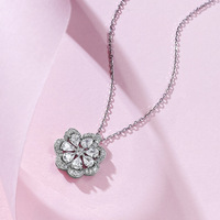 Spitze Halskette Damen Hohl Set, Simulation Diamant Anhänger S925 Silber Blumen kragen Halskette