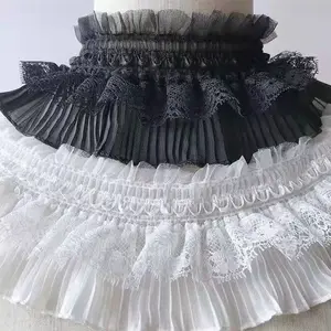 Sıcak satış 9cm zarif dantel kumaş düzeltir pileli fırfır dikiş fırfır kenar şerit Lolita elbise aksesuarları DIY Craft
