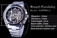 Forsining Montre-bracelet mécanique de luxe pour hommes, style steampunk, horloge supérieure avec boîtier en acier inoxydable, design ovale en alliage.