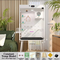 Cage à oiseaux intelligente de luxe à double couche, grande volière moderne d'intérieur pour perroquets avec système de température constante, cages mobiles pour oiseaux