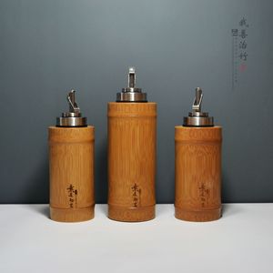 <b>Bamboo</b> Oil <b>Containers</b> Cylinder Metal Lid Air Tight Kitchen Utensils General Packaging - Product Image 3