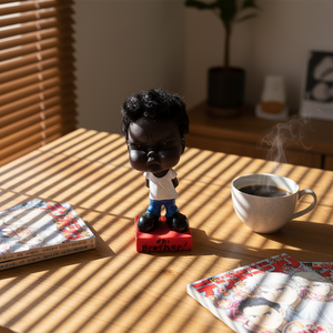 Poupée en caoutchouc noire de dessin animé à tête oscillante (Joyeuse, Triste, En colère) pour le commerce transfrontalier, décoration de chambre de maternité et ornements de voiture - Product Image 5