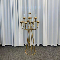 Candélabre en métal doré à 8+4+1 bras, porte-bougies de sol, centres de table de mariage, décoration intérieure, chandeliers pour mariage