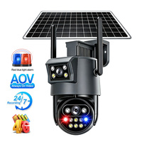Cámara de Seguridad CCTV para el Hogar, Luz Nocturna Solar, Visión Nocturna a Todo Color AOV, Hieasy, Doble Lente PTZ, 4G LTE, WiFi, IP66, Seguimiento de Movimiento por IA