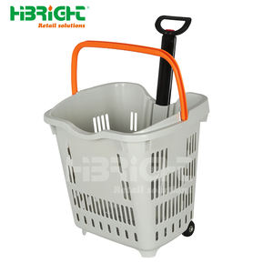 Venta caliente logotipo personalizado Carro de mano rodante con cesta de plástico duradero bajo MOQ cestas de compras - Product Image 3