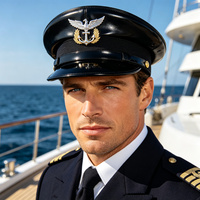 Chapeaux de capitaine noirs personnalisés en gros avec aigle et ancre pour fêtes nautiques pour adultes