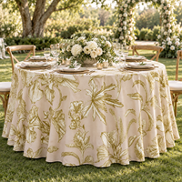 Nappe de table ronde de 120 pouces personnalisée à faible MOQ, imprimée, sans couture, pour événements de mariage en extérieur et fêtes