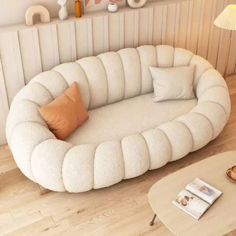 Canapés lounge 2 places Adulte Puff Boucle Living Room Lazy Single Couch Small Pumpkin Shaped Sofa Chair