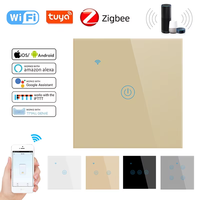 Interrupteur tactile intelligent en verre trempé doré de type FIKO 86 1/2/3/4 WiFi Tuya Zigbee Homekit APP Télécommande (F71-86)