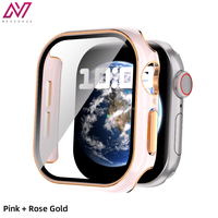 Casing Kaca Tempered Berukir Laser 6D untuk Jam Tangan 38-49Mm Pelindung Layar PC Keras Tampilan HD Modis Mewah Sangat Tipis