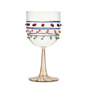 Wholesale Customized Vintage Red Wine Glass Goblet Champagne Glass Cup Set With Colored Dots