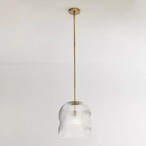Simig Lighting Alain Farmhouse Lámpara colgante Cooper Lámpara colgante de vidrio acanalado - Product Image 2