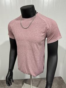 Camiseta Deportiva de Hombre, Corte Ajustado, Color Sólido, Secado Rápido, Transpirable, Tejido Jacquard Sin Costuras, Línea Lulu Silver, Estilo Americano - Product Image 4