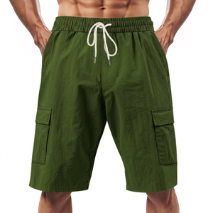 Shorts Cargo Homme Noir Uni, Taille Élastique Mi-Haute, Séchage Rapide, Polyester/Nylon, Poches Décontractées pour Activités de Plein Air – Approvisionnement Direct Usine - Product Image 6