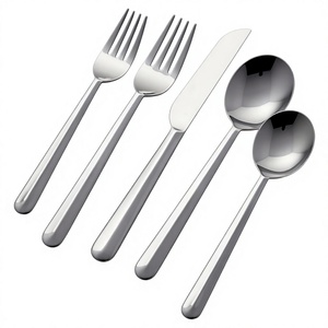Ensemble de couverts en acier inoxydable léger, résistant à la rouille, écologique, finition miroir, passe au lave-vaisselle, fourchette, couteau, cuillère, élégant - Product Image 3